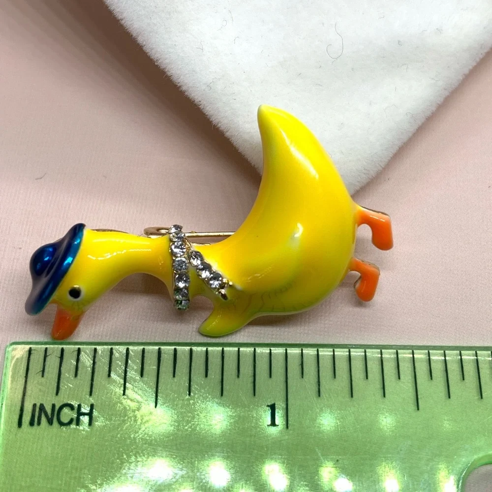Yellow Enamel Duck Brooch